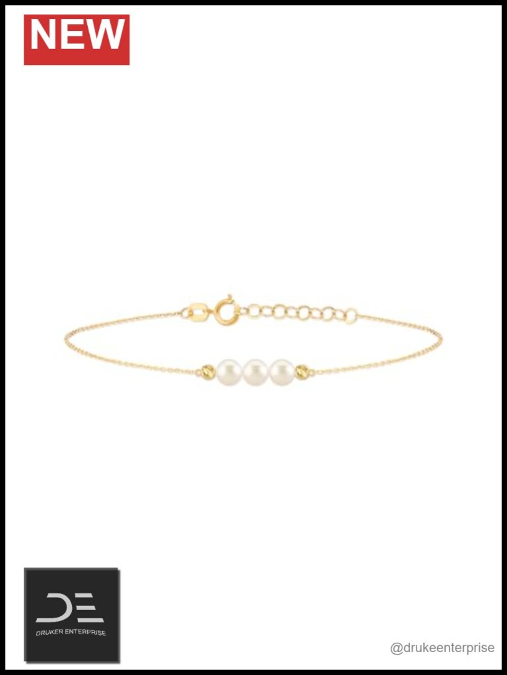Genuine Freshwater Pearl Bracelet 10K Solid Gold Dainty Gift Women Handmade